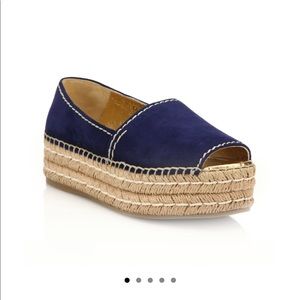 Prada Suede Peep Toe Espadrilles
